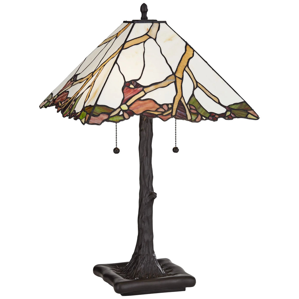 Robert Louis Tiffany Cherry Rustic Table Lamp 26 High Dark Bronze Cherry Blossom Stained Art Glass Shade for Bedroom Living Room Bedside Nightstand