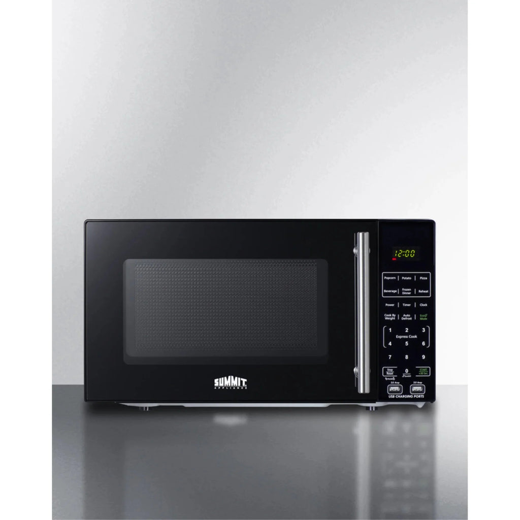 Compact microwave in black with allocator and USB ports
