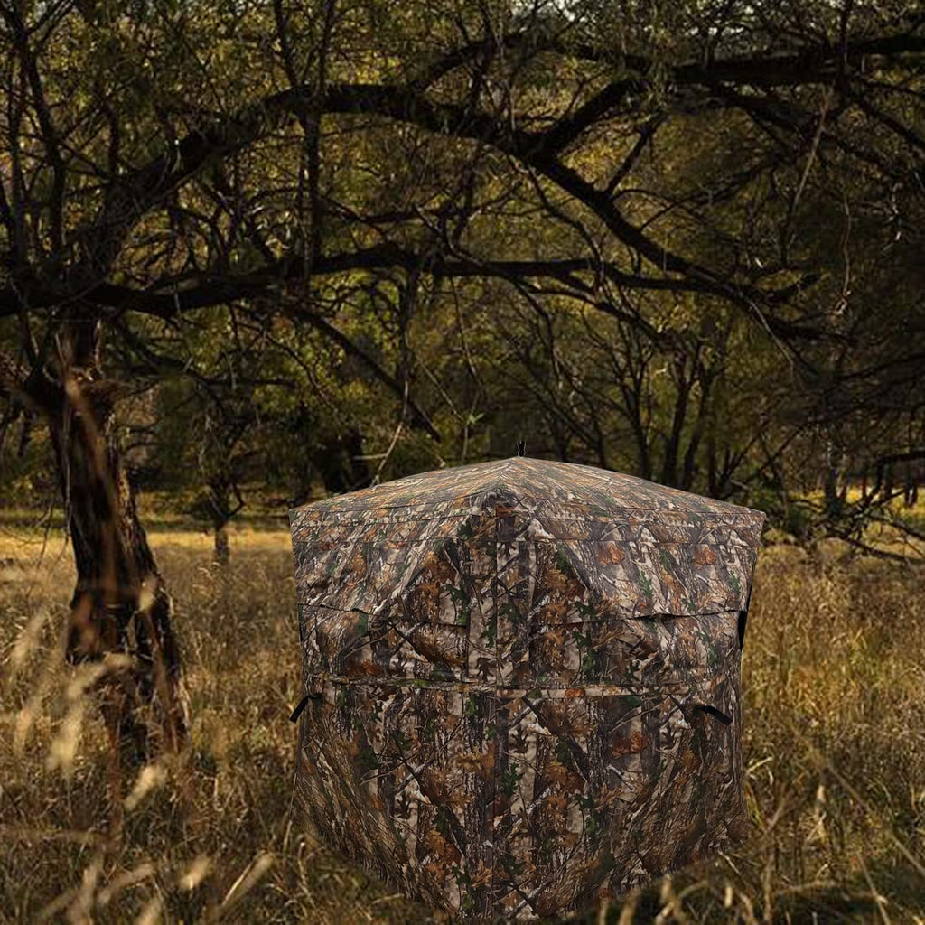 CROSS MARS Portable 2-3 Person 270 Degree See Through Hunting Blind Ground Camouflage Pop Up Hub Turkey Deer Blinds Tent