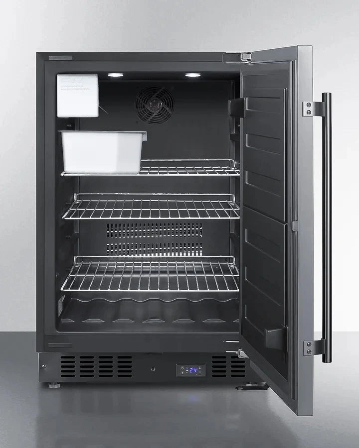 24 Wide Built-In All-Freezer With Icemaker, Black Cabinet