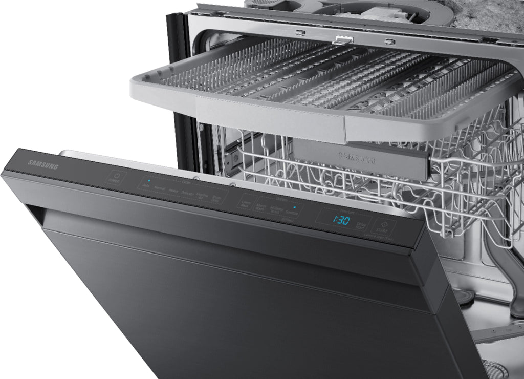 Samsung - StormWash 24 Top Control Built-In Dishwasher with AutoRelease Dry, 3rd Rack, 42 dBA - Black stainless steel