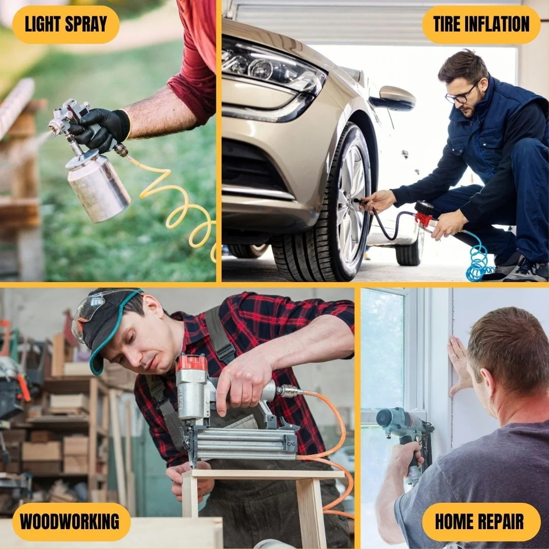 Limodot Quiet Air Compressor Portable, 70 dB, Silent and Electric for Car and Bike Tires, Nail Gun, and Pneumatic Tools, Garage, Shop, or Mechanic Accessories, 115V
