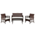 Mother's Day Sales - Hot Sale 4pcs 1 Double Seat 2 Single Seat 1 Coffee Table Armrest Hollow Knit Combination Sofa Brown Gradient