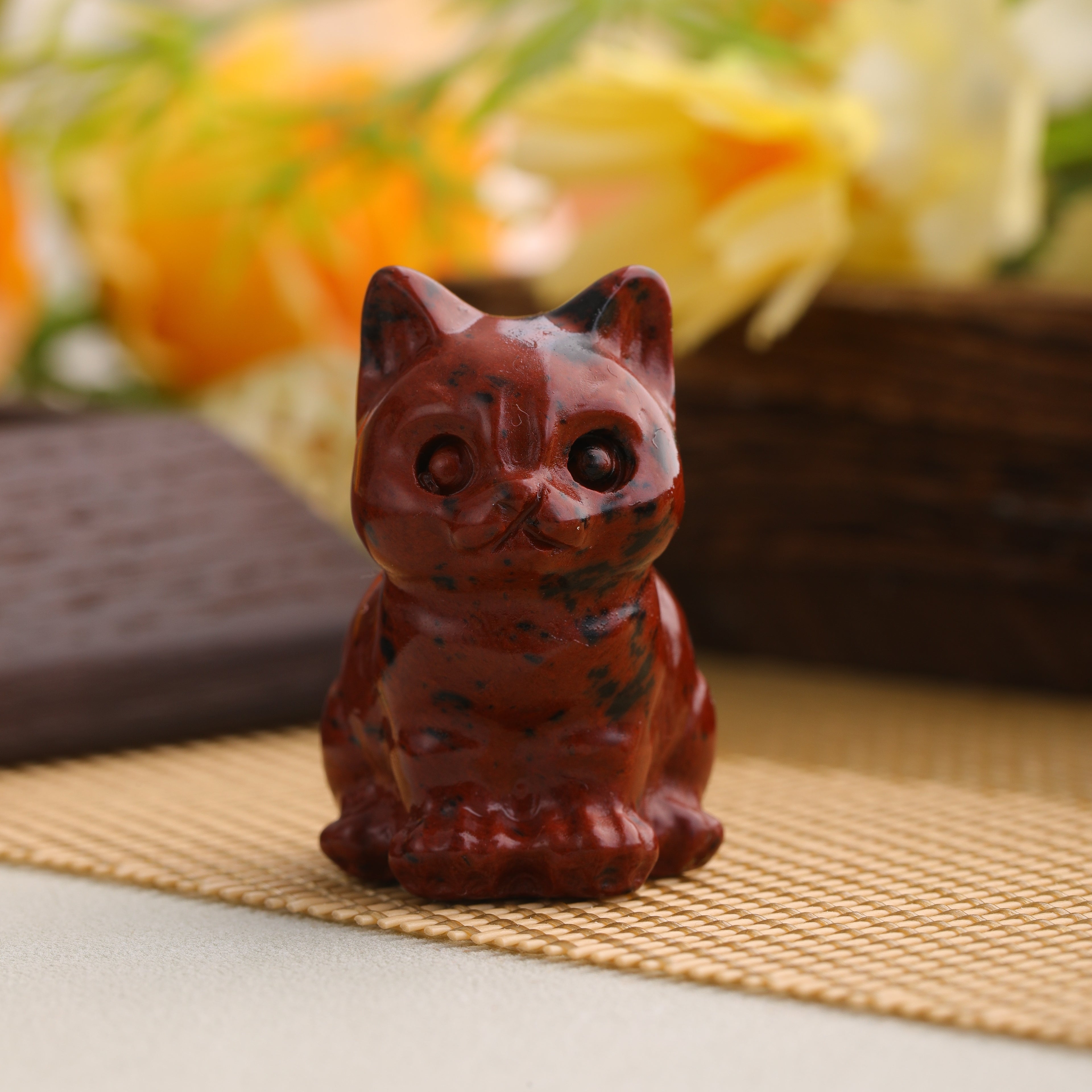 Cat Figurines Natural Stone Statue Healing Crystals Gift Gemstone Sculpture Room Home Desk LuckyDecoration
