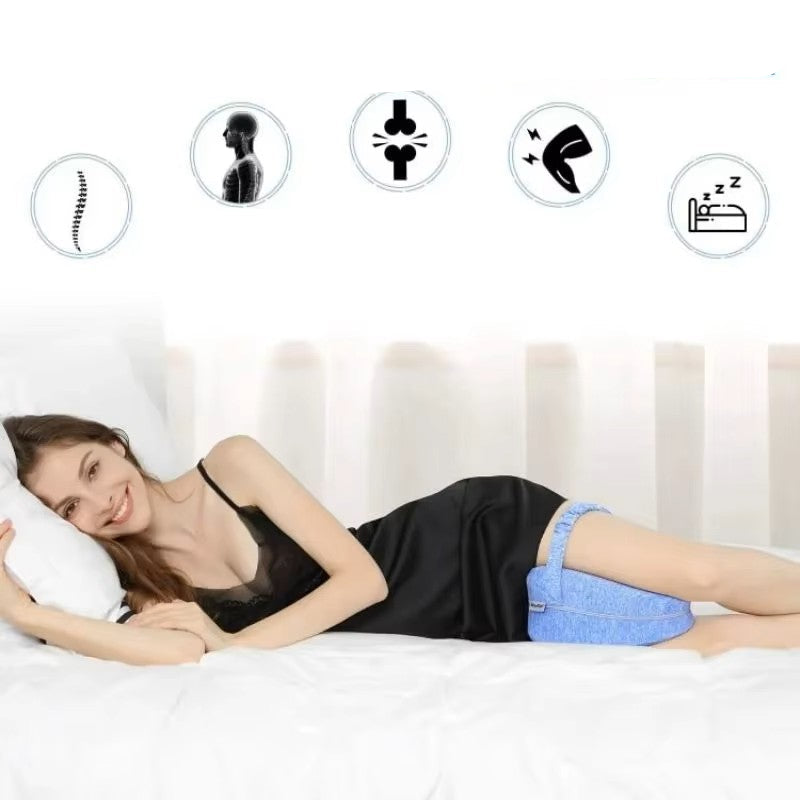 Memory Foam Knee Pillow with Elastic Strap and Hollow Center Design