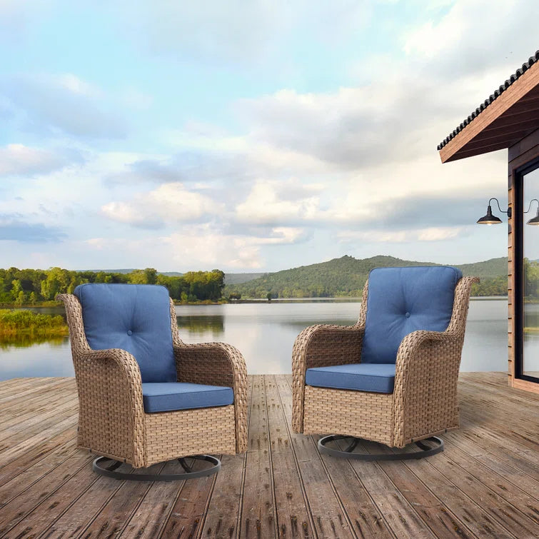 Wicker Rattan Swivel Patio Wicker Chairs (Set of 2)