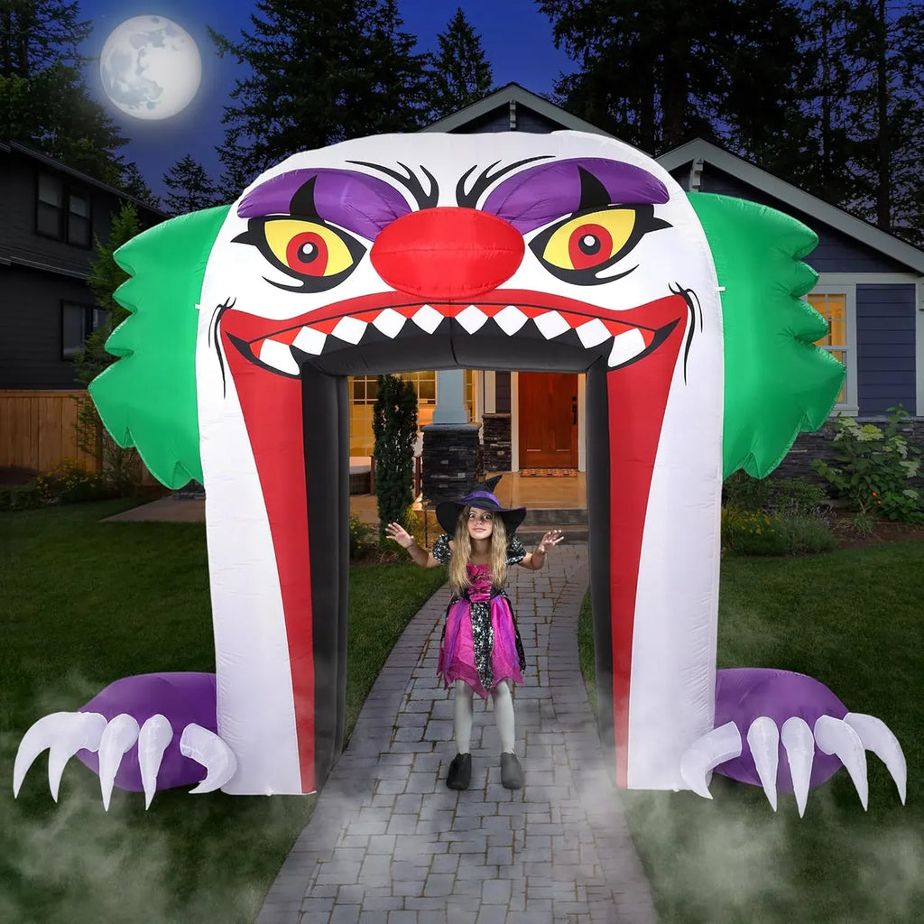 Giant 10 FT Halloween Inflatables Clown Archway Outdoor Decorations, Scary Halloween Arch Blow Up Yard Decorations for Front Yard Lawn Garden Decor
