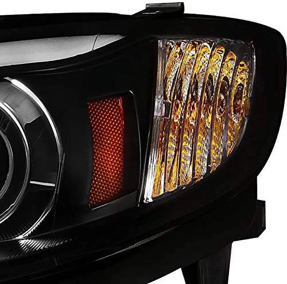 DRL LED Light Bar Strip Projector Headlight Head Lamp Replacement in Black Housing Clear Lens Made For And Compatible With 2008 - 2014 Subaru Impreza WRX 08-11 Outback Sport