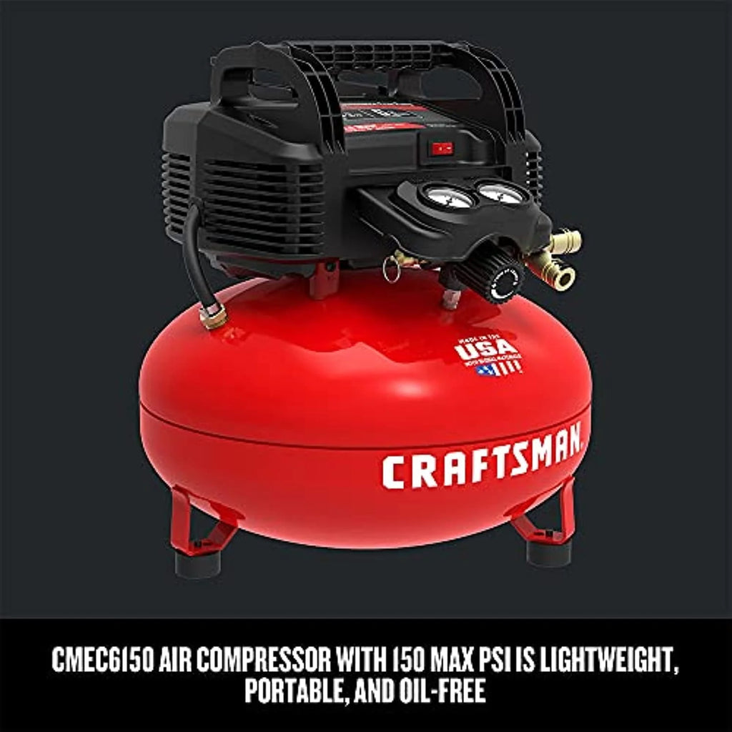 Craftsman 6 gal. Pancake Portable Brad Nailer and Air Compressor Combo Kit 150 psi 0.8 hp - Case Of: 1