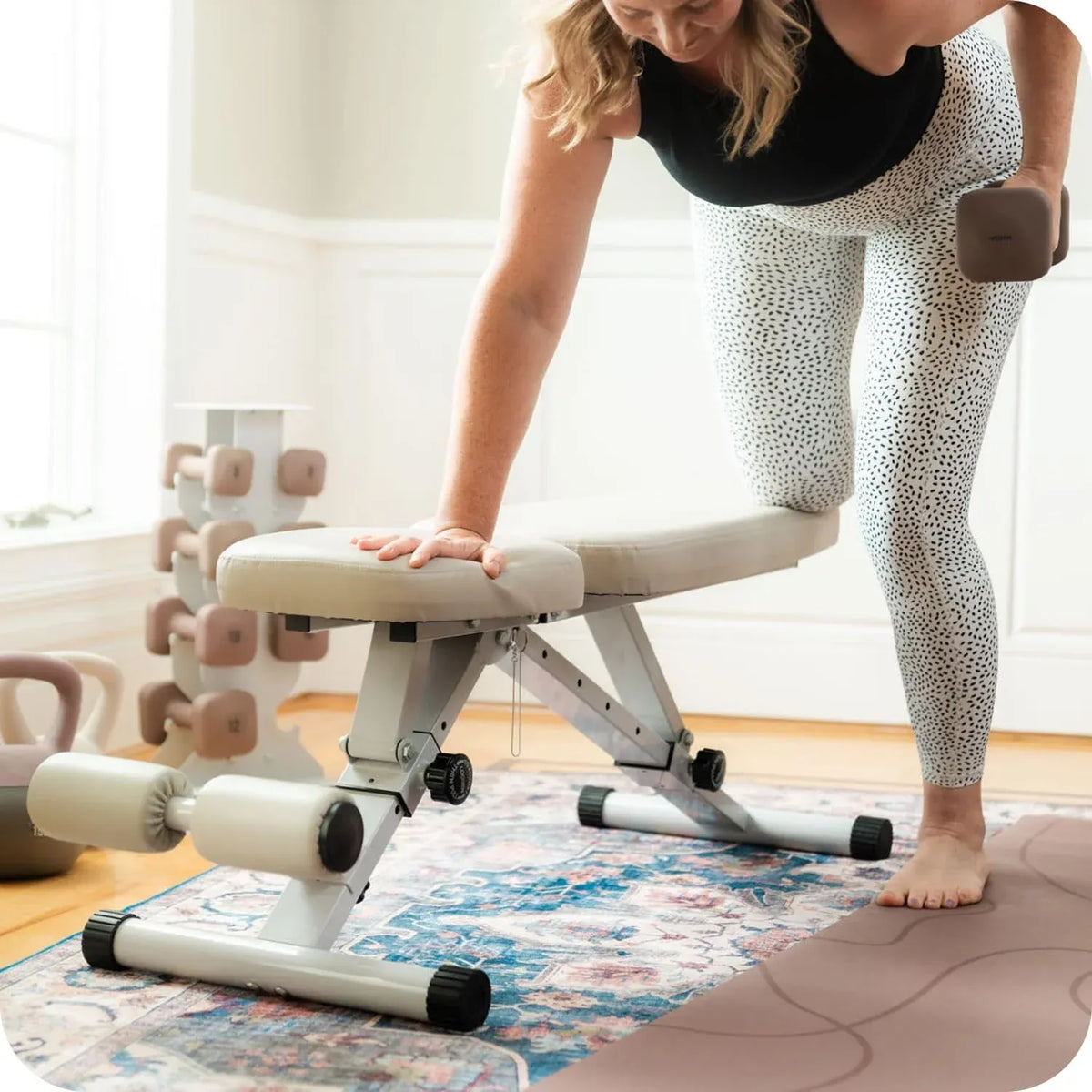 Fitness Bench, Adjustable, Collapsible, Comfortable, and Luxurious Home Gym Bench for Strength Training