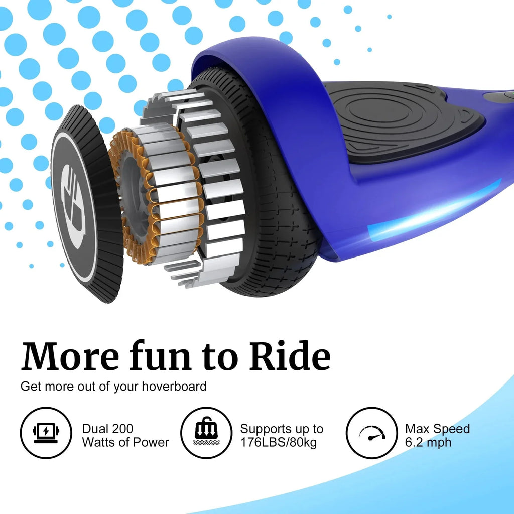 GOTRAX FX3 Hoverboard for Kids Adults,200W Motor 6.5 LED Wheels 6.2mph Speed Hover Board, Blue