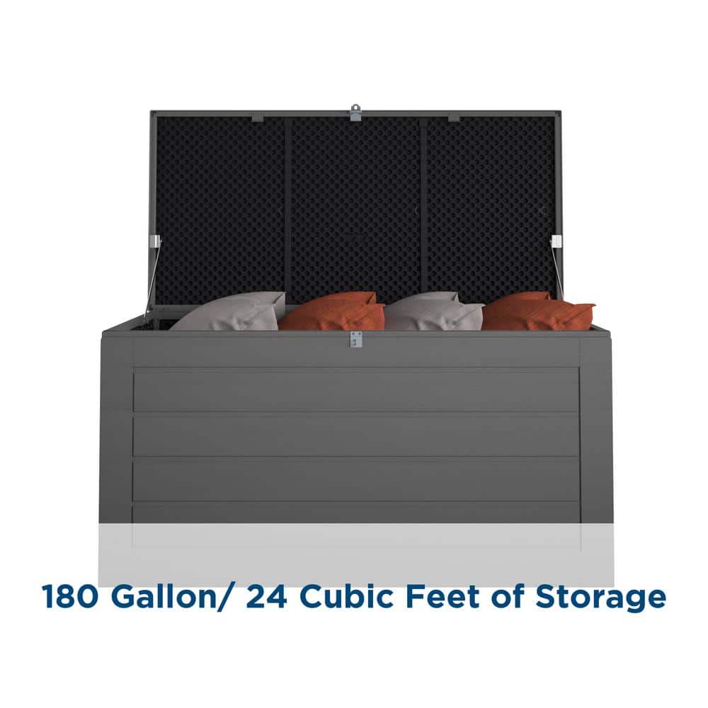 Cosco 88180BGY1E 180 Gal. Extra Large， Black and Charcoal Outdoor Deck Box
