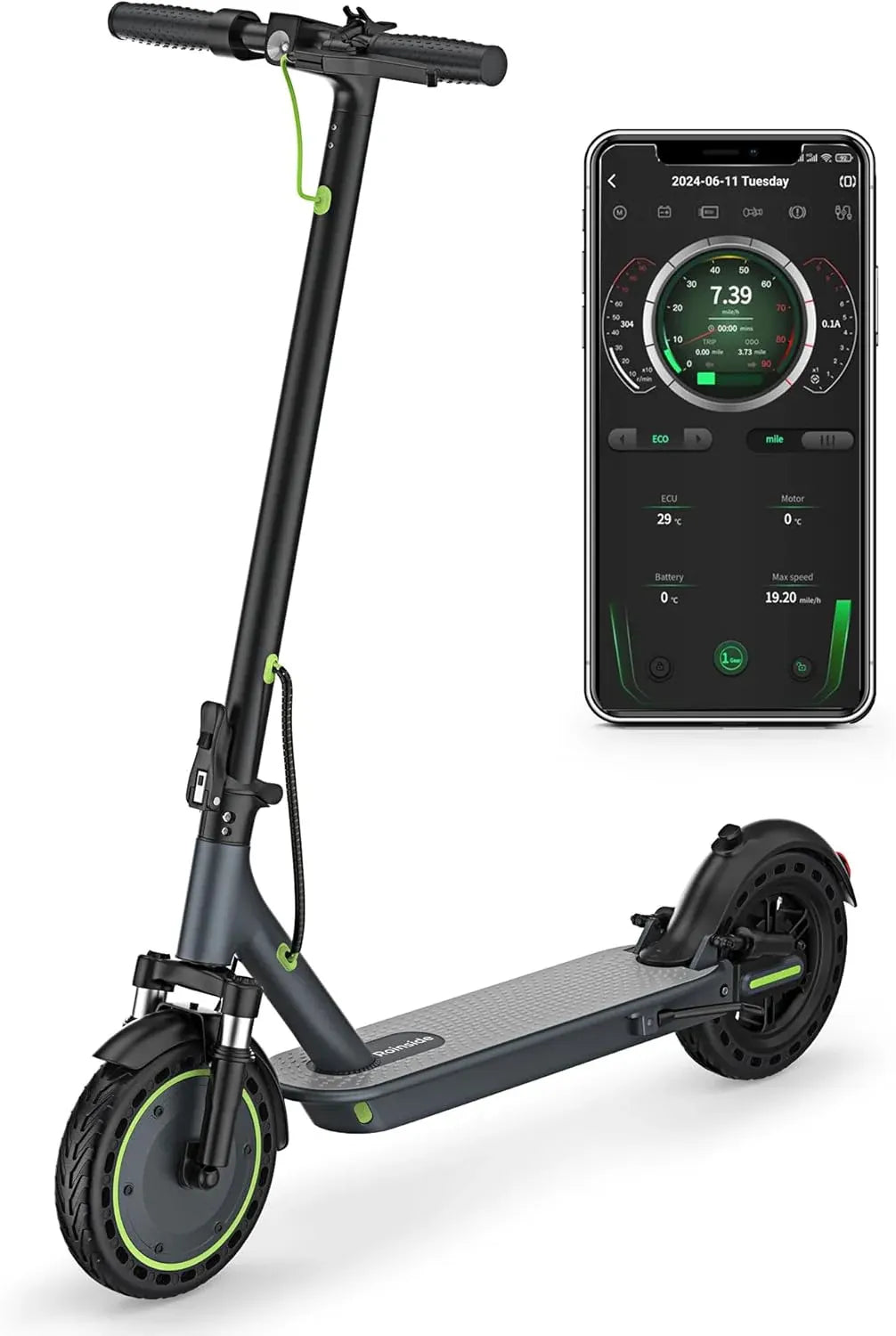 Electric Scooter - 8.5/10'' Solid Tires, 350W/500W Motor, Up to 19-22MPH and 21-24Miles Long-Range Portable Commuting Scooter for Adults with Double Braking System and App