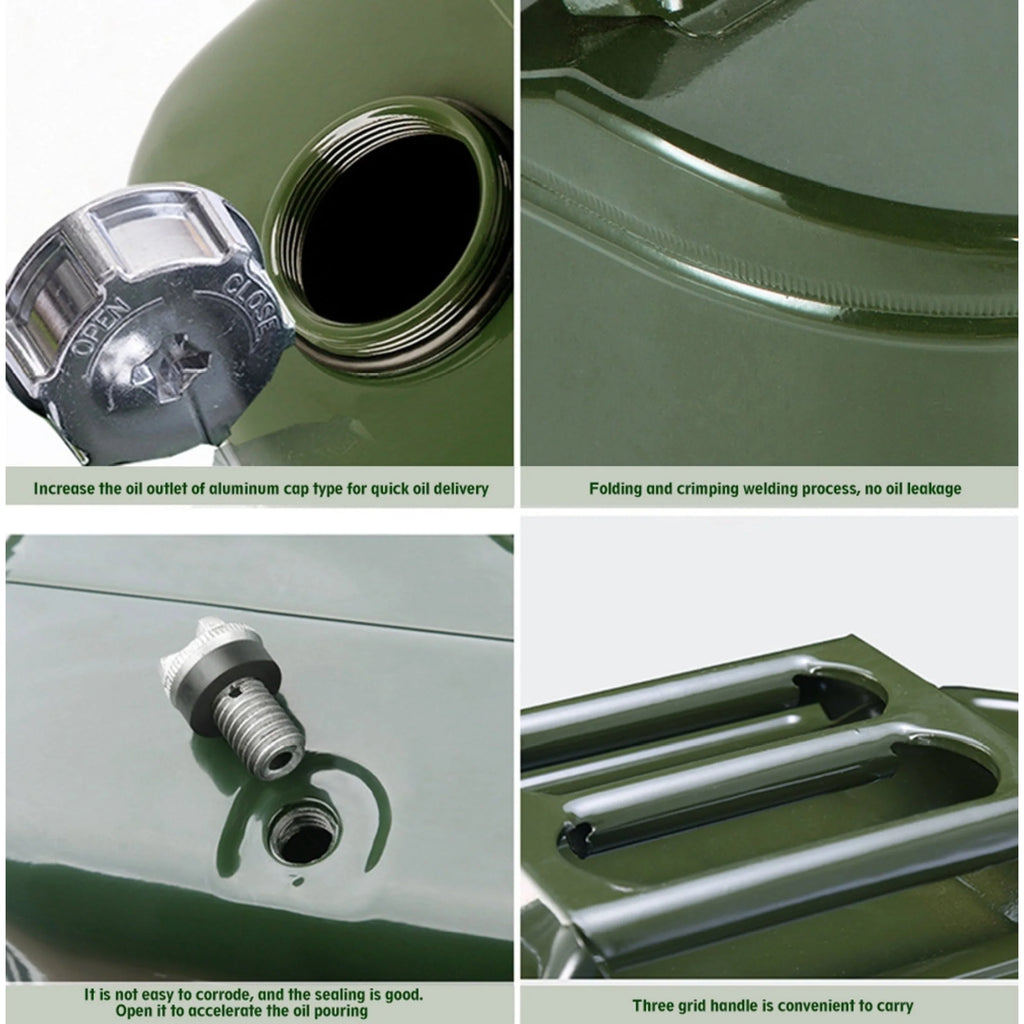 EUBUY 10L Metal Jerry Can Car Canister Holder Storage Tank with 3 Handles for Water Petrol Oil Water Alcohol