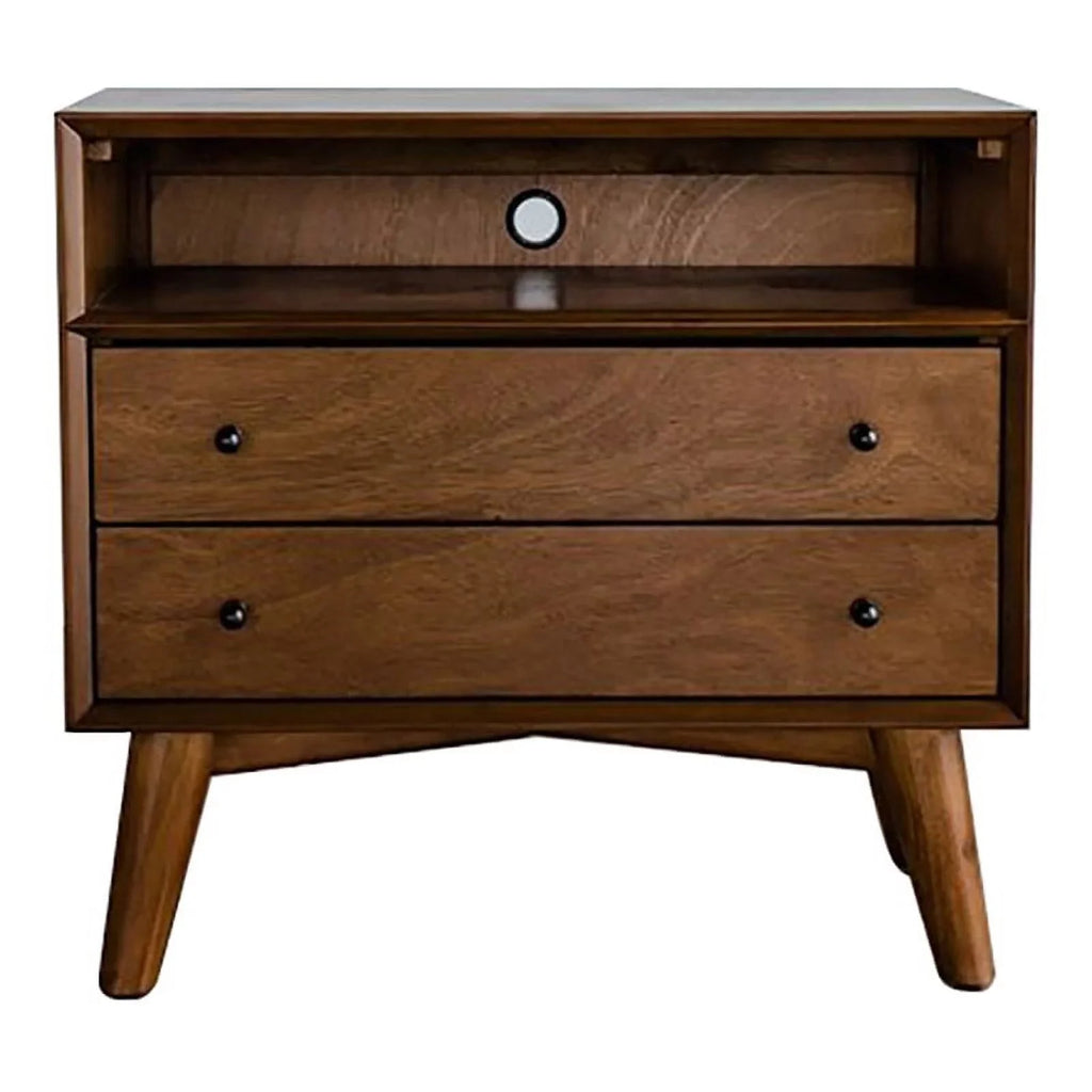 Home Square 4 Piece Set with Small TV Console Full Wood Bed & Large Nightstand