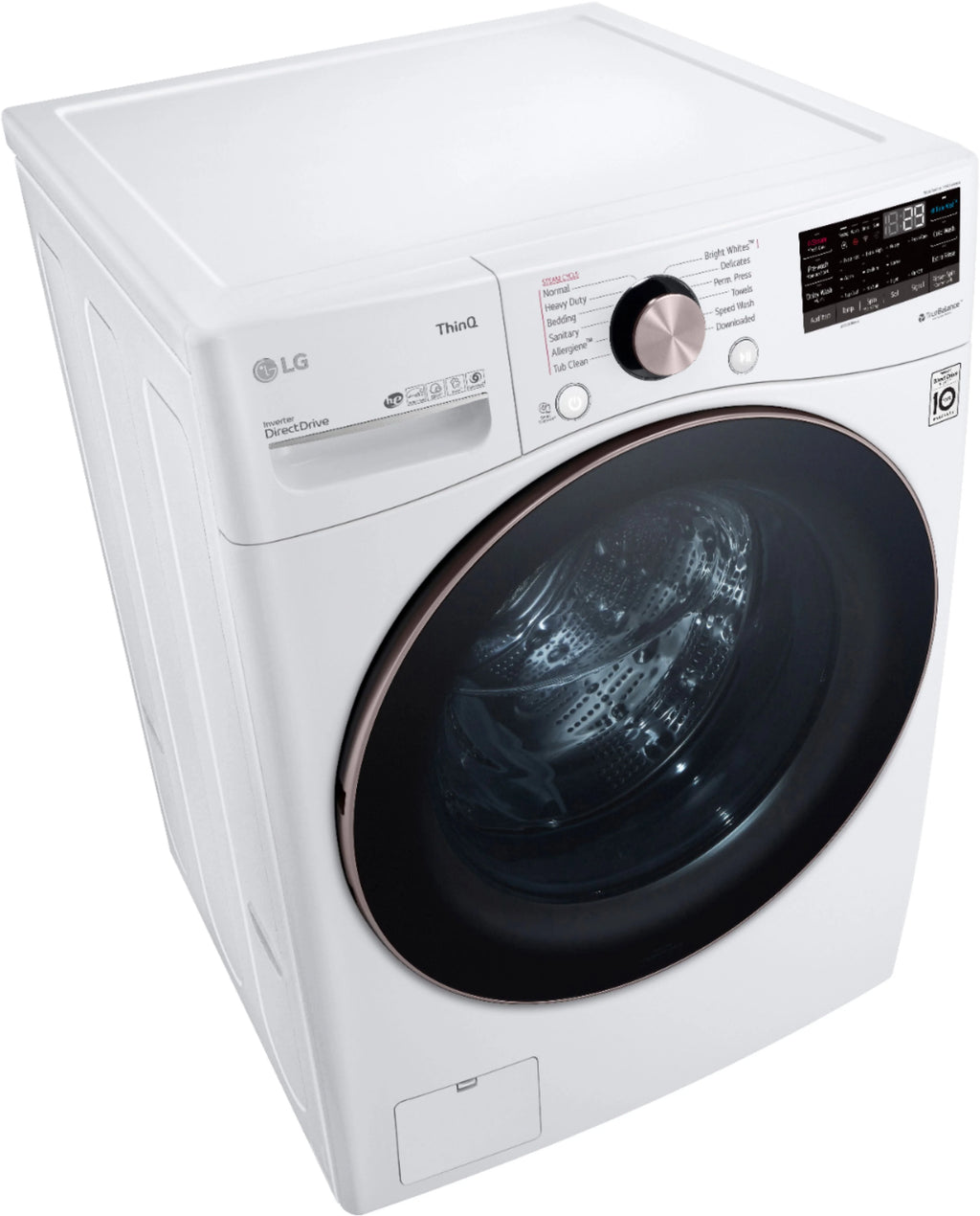 LG - 4.5 Cu. Ft. High-Efficiency Stackable Smart Front Load Washer with Steam and Built-In Intelligence - White