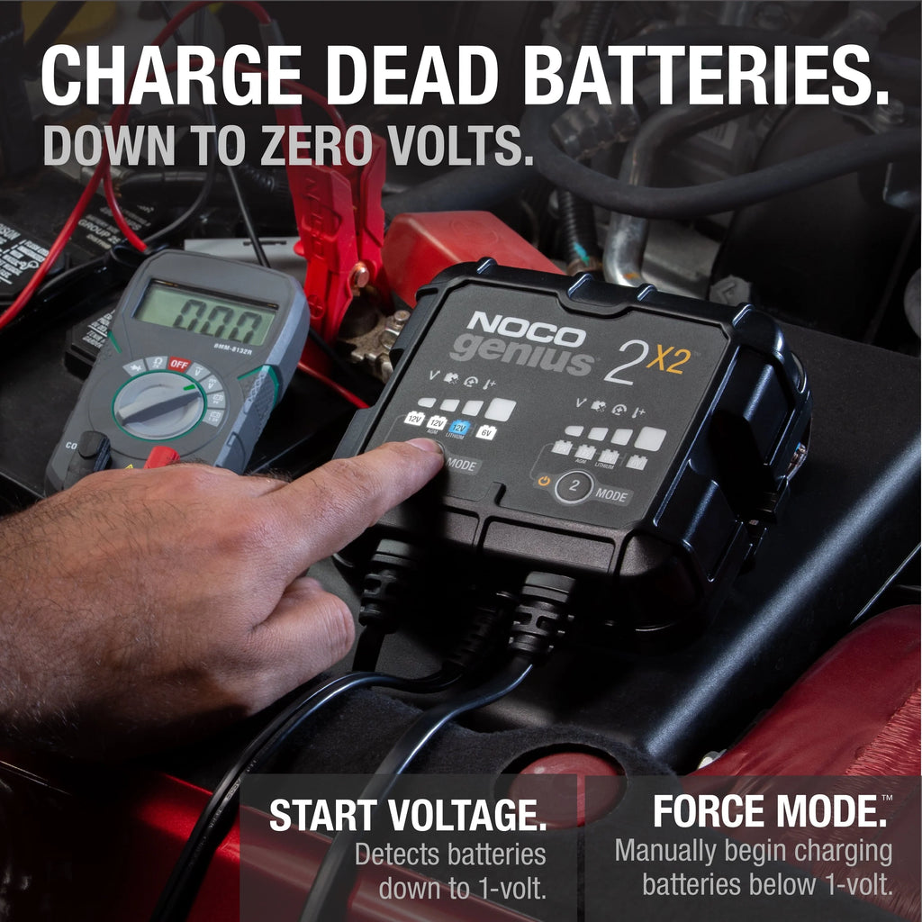NOCO GENIUS2X2 2-Bank 4A (2A/Bank) 6V/12V Smart Battery Charger and Maintainer