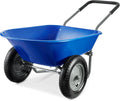 Best Choice Products Dual-Wheel Home Utility Yard Wheelbarrow Garden Cart w/Built-in Stand for Lawn, Gardening, Construction - Orange