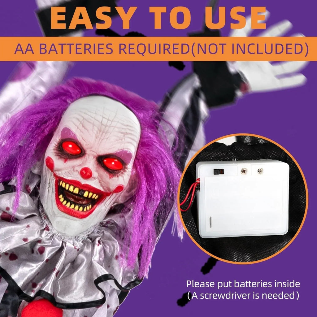 Halloween Decorations Outdoor and Indoor,Scary Halloween Animatronics Clown,Hang