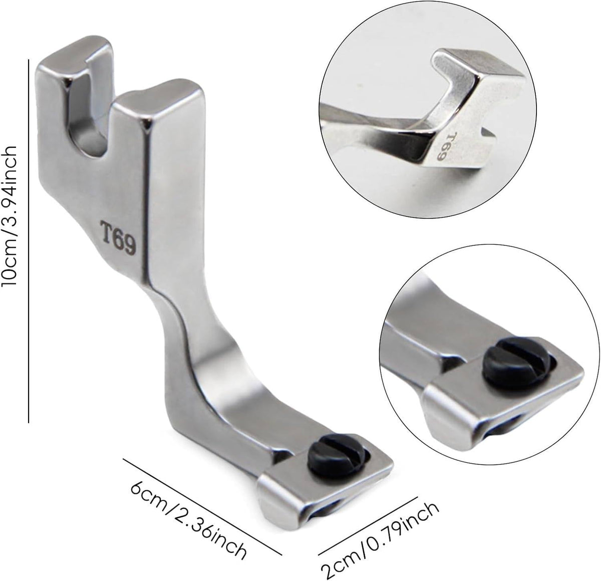 Invisible Zipper Presser Foot with Adjustable Width and Grooved Guides for #3-5 Zippers