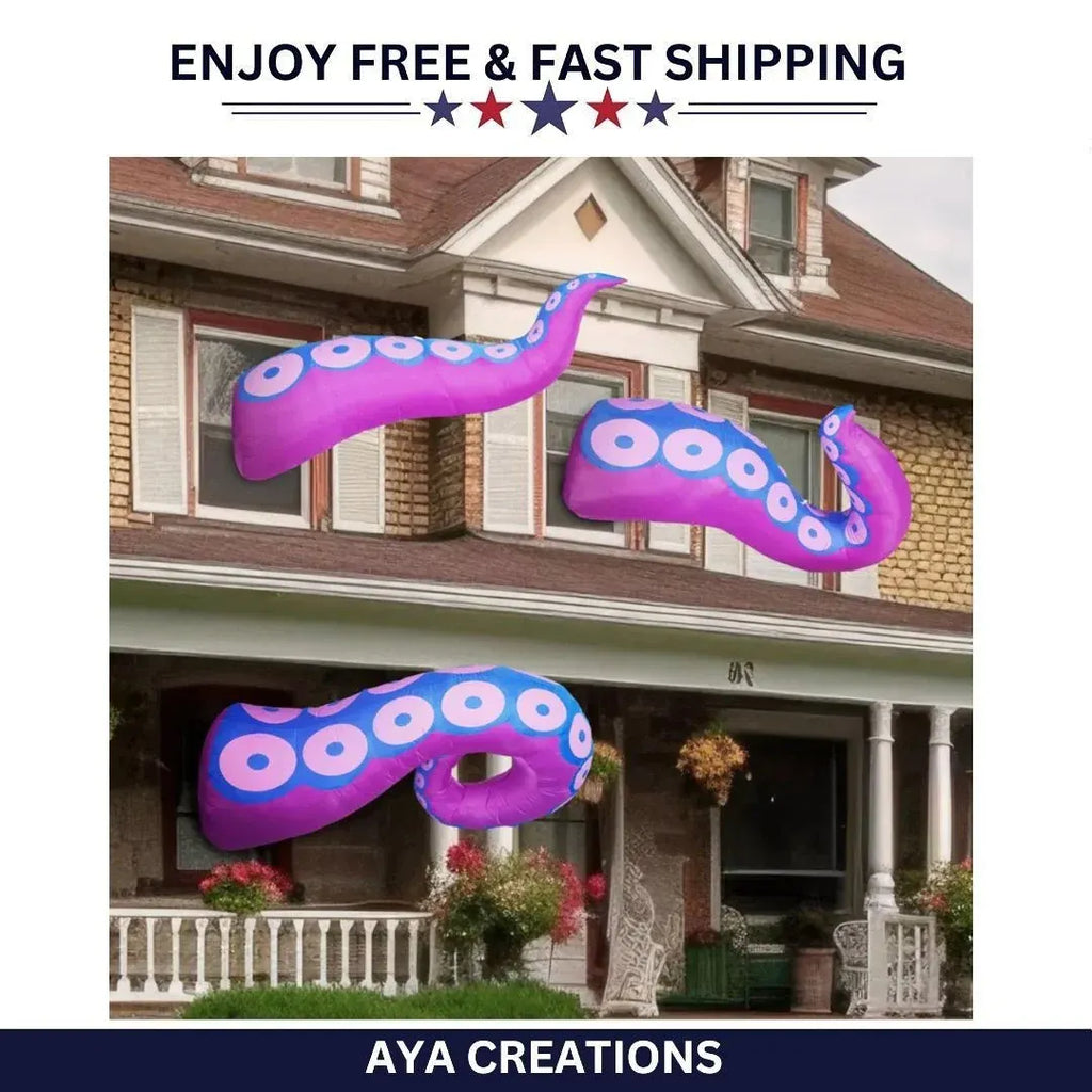 Halloween Inflatable Octopus Tentacles LED 3pcs Window Roof Yard Decor