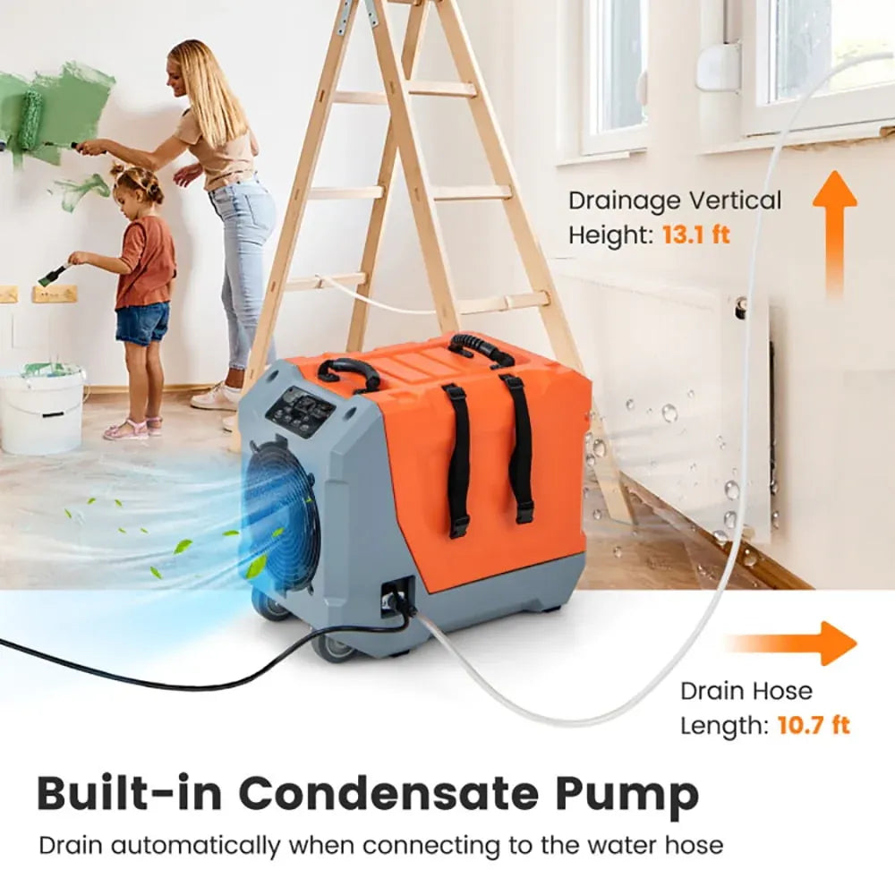 Barara King Dehumidifier, Home Basement Dehumidifiers,180 Pints/Day Commercial Dehumidifier with Pump and Drain Hose-Orange