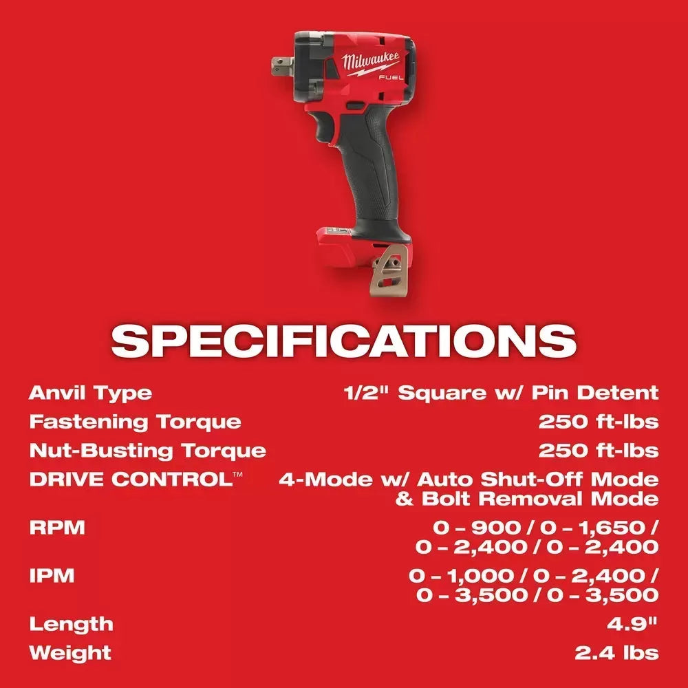 Milwaukee Pre-Sale 2855P-20 M18 FUEL 18V 1/2 Impact Wrench w/ Pin Detent - Bare Tool