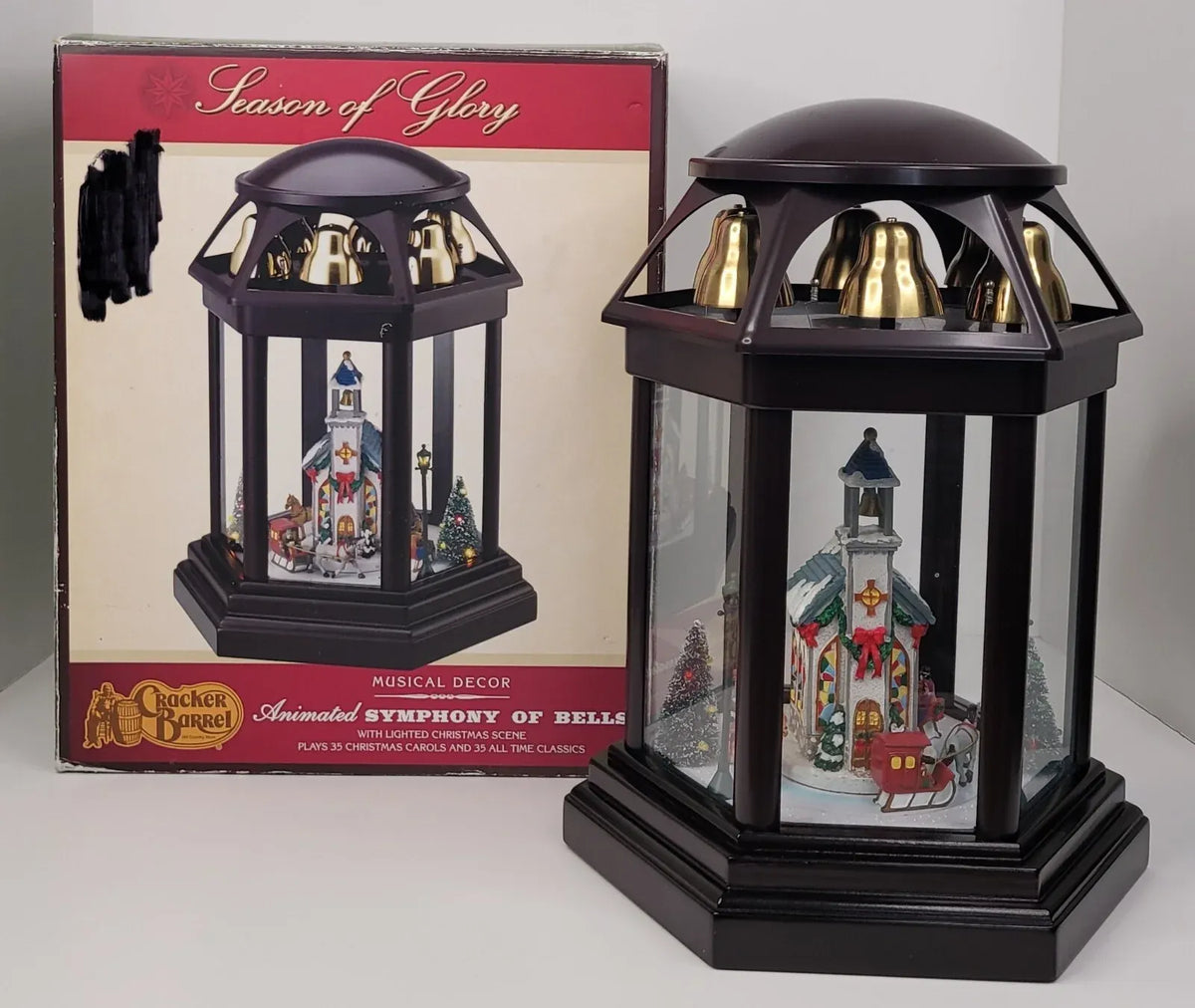 Cracker Barrel Mr. Christmas Animated Symphony of Bells Holiday Music Box Scene