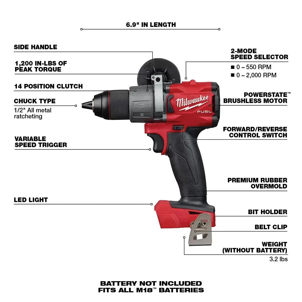 Milwaukee Pre-Sale Pre-Sale 2803-80 M18 FUEL 18V 1/2 Brushless Drill Driver - Bare Tool - Recon