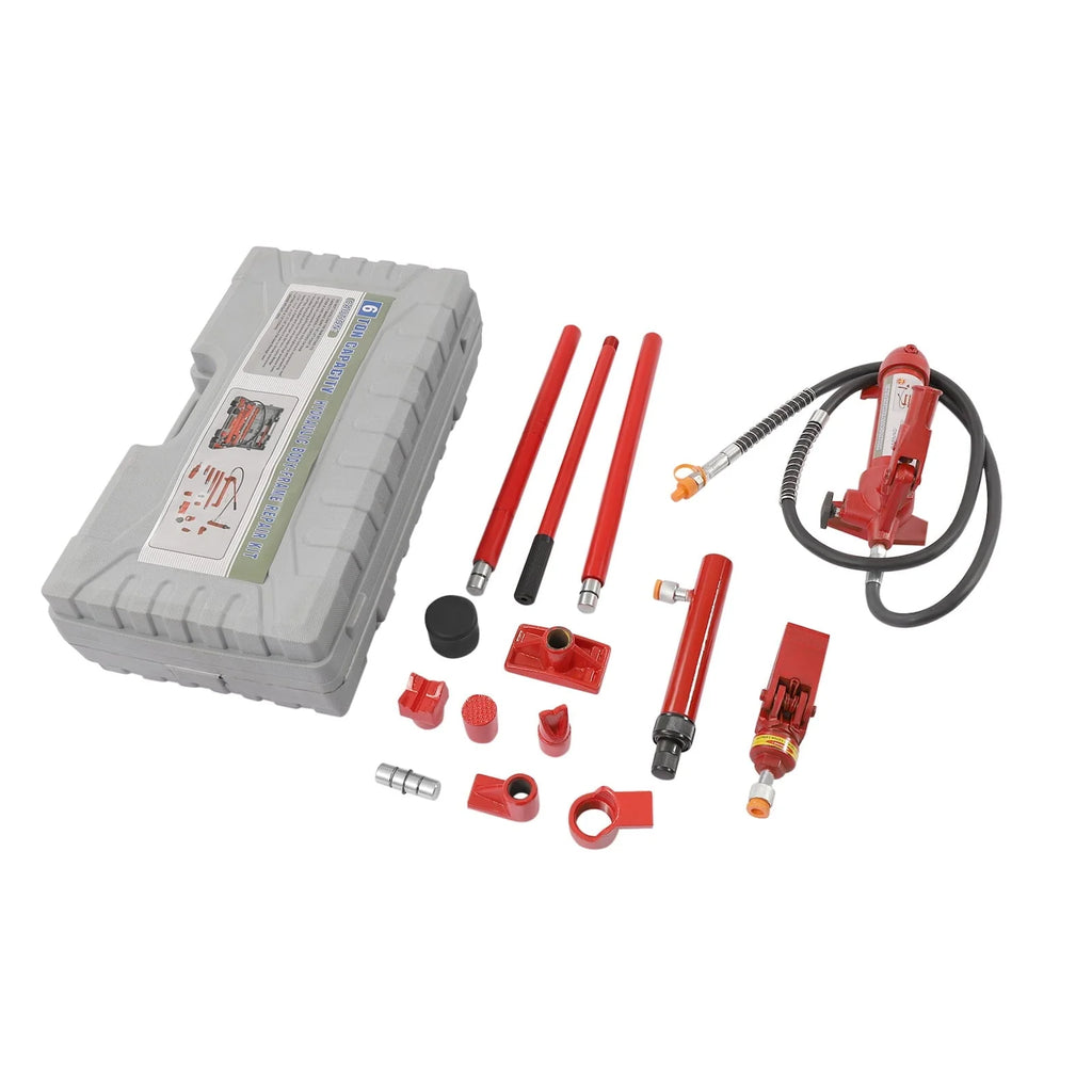 Miumaeov 4 Ton Porta Power Kit, 59 in Oil Hose Hydraulic Car Jack Ram 4.9 inch Lifting Height Autobody Frame Repair Power Tools for Truck Bed Unloader Farm Hydraulic Equipment Construction