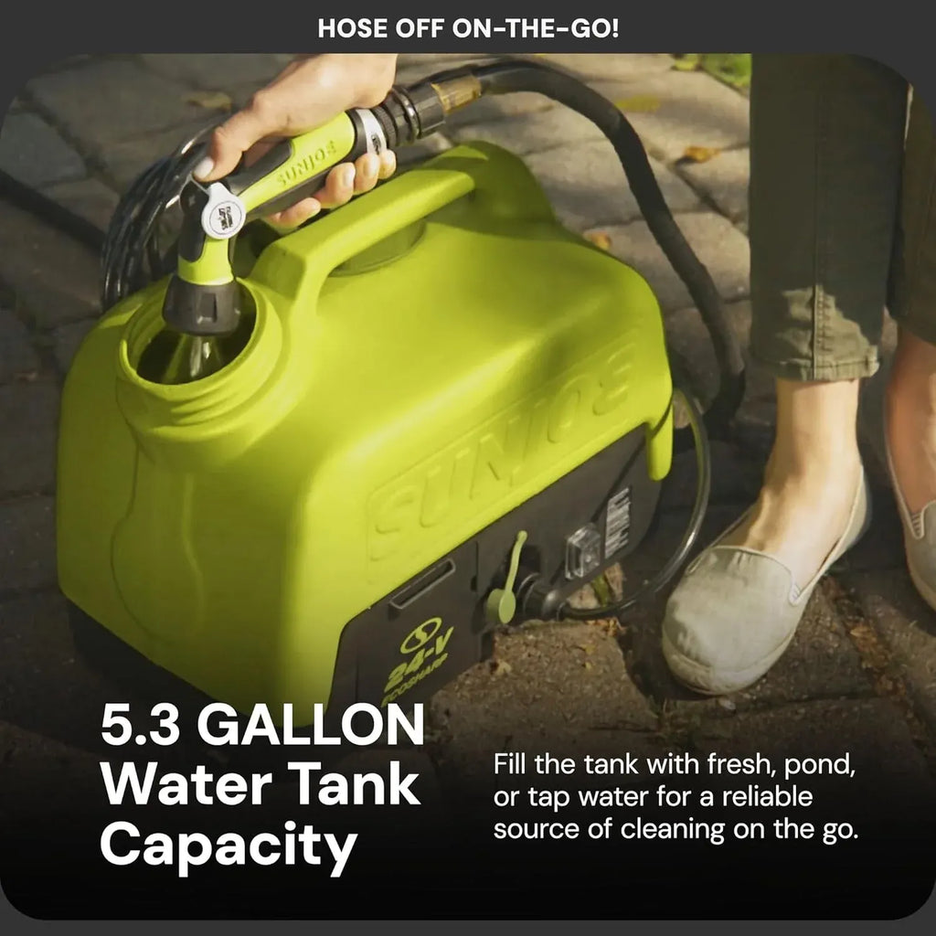 Sun Joe Cordless Portable Spray & Pressure Washer w/ Battery & Charger, 24V WA24C-LTE