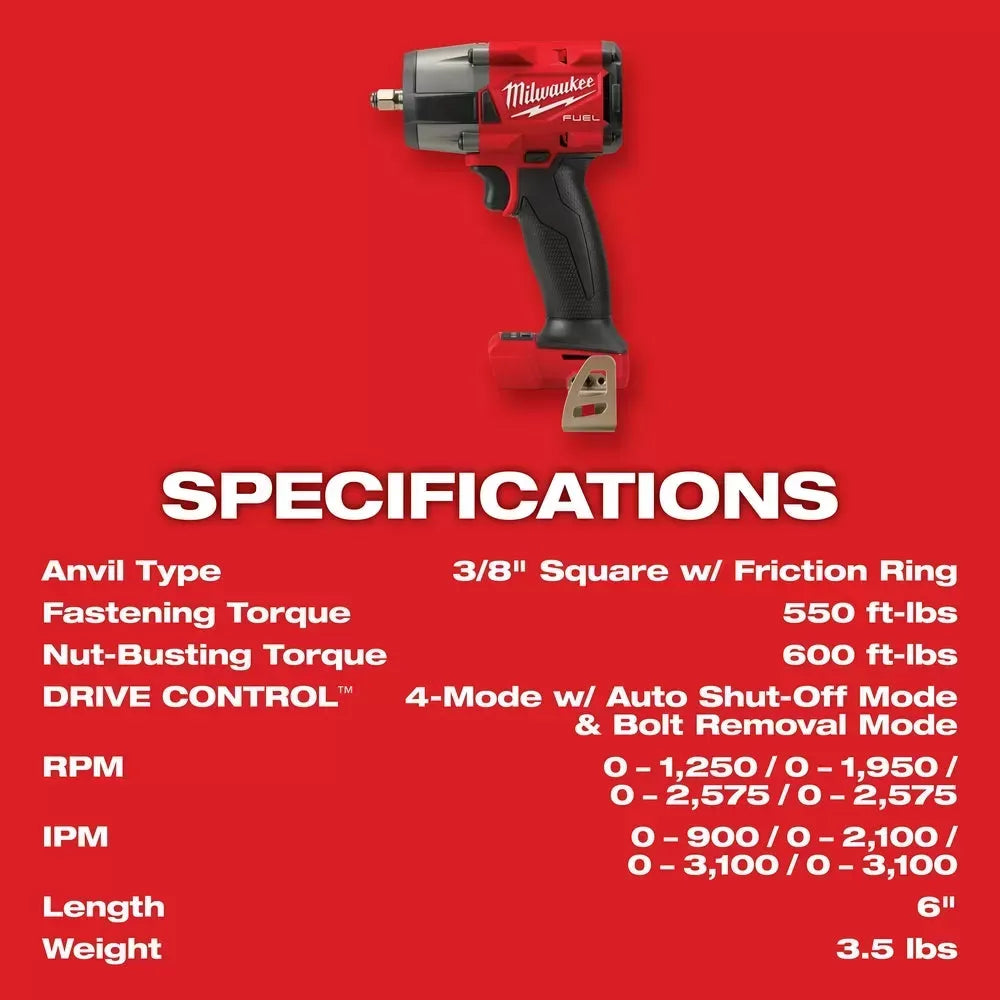 Milwaukee Pre-Sale 2960-20 M18 FUEL 18V 3/8 Cordless Mid-Torque Impact Wrench -Bare Tool