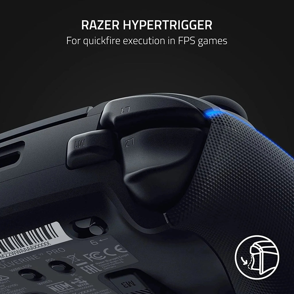 Razer Wolverine V2 Pro Wireless Controller Black HyperSpeed, Mecha-Tactile, RGB Lights for PS5 & PC With 6ft Type C Cable BOLT AXTION Bundle Like New