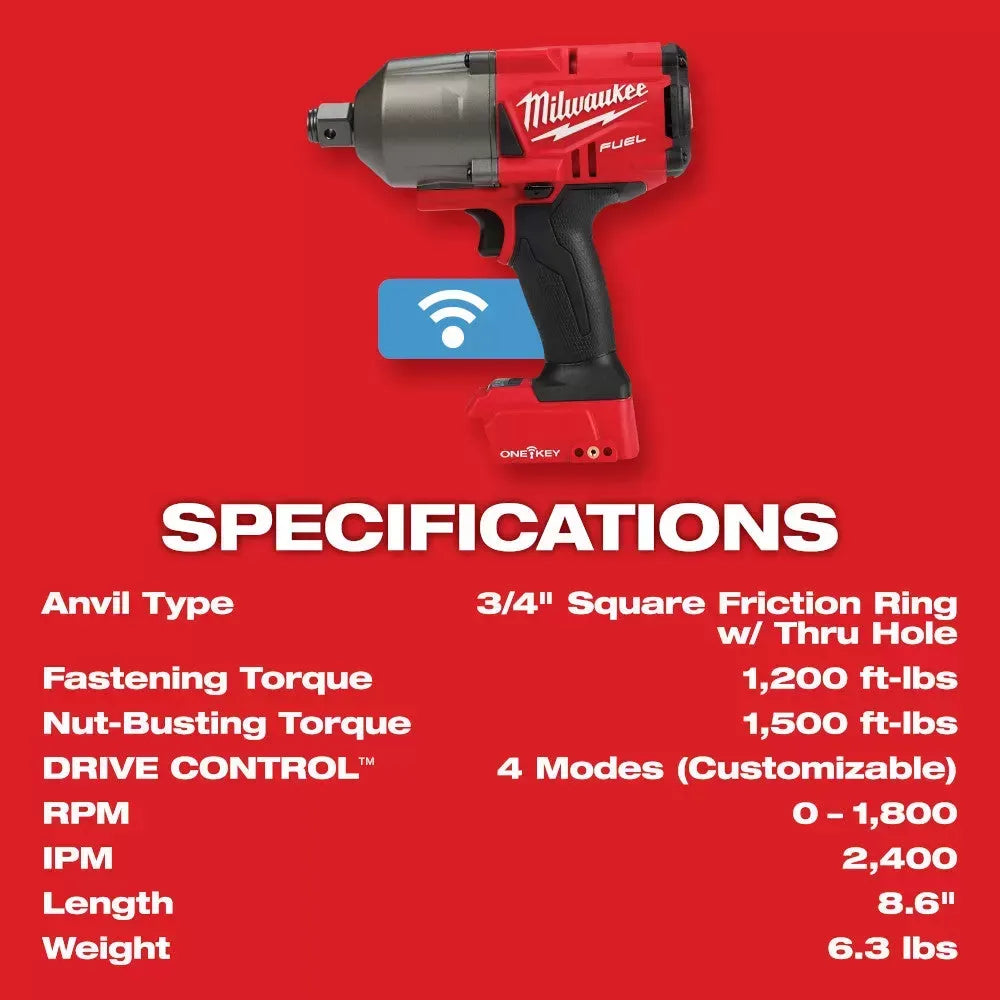 Milwaukee Pre-Sale 2864-22R M18 FUEL 18V ONE-KEY High Torque Impact Wrench 3/4 Friction Ring