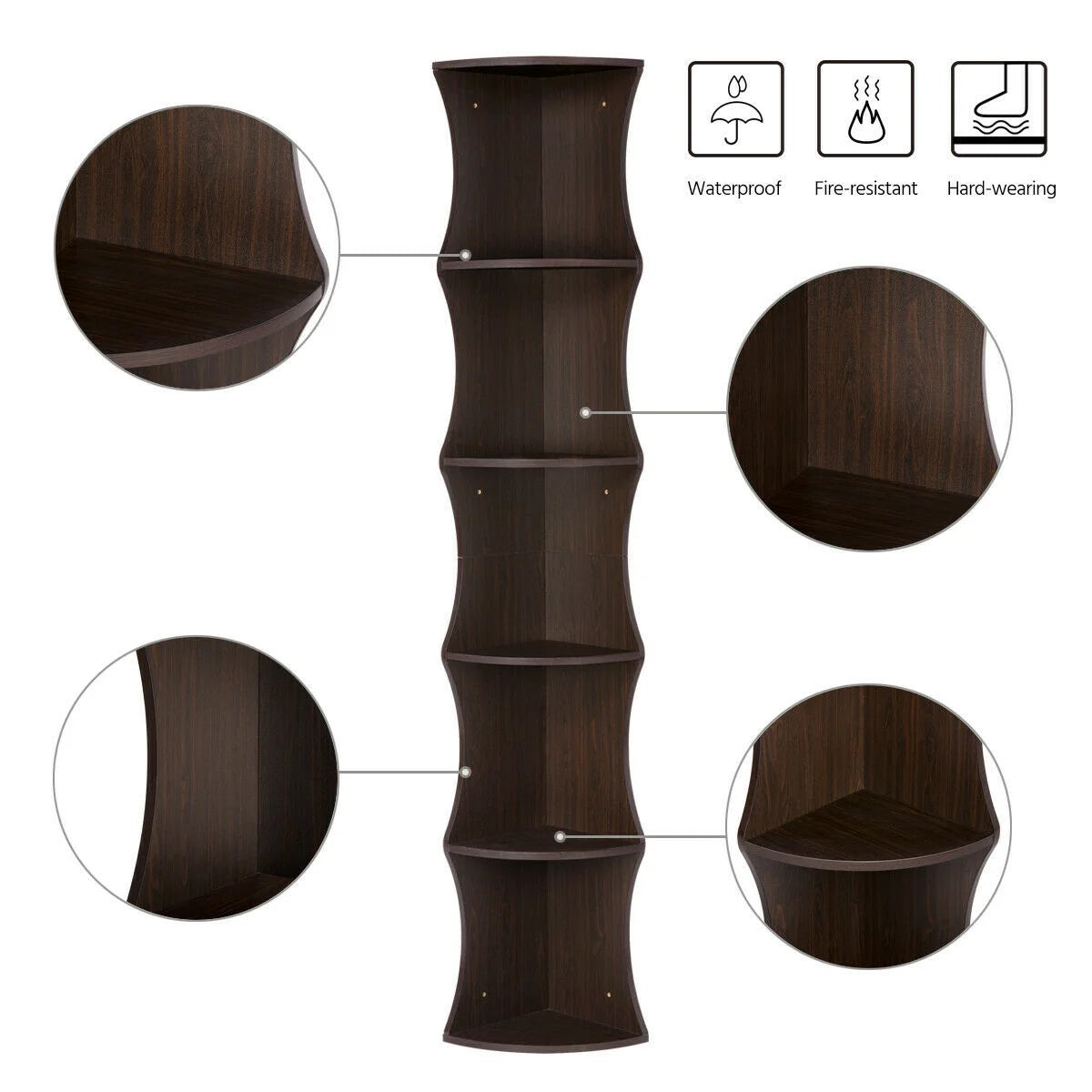 Nesuncia 77 H 5 Tier Corner Shelf Plant Stand Open Bookshelf Unique Furniture