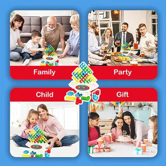 Magnetic Stacking Toy with 24 Interlocking Geometric Blocks and Base, Fine Motor Skill Game