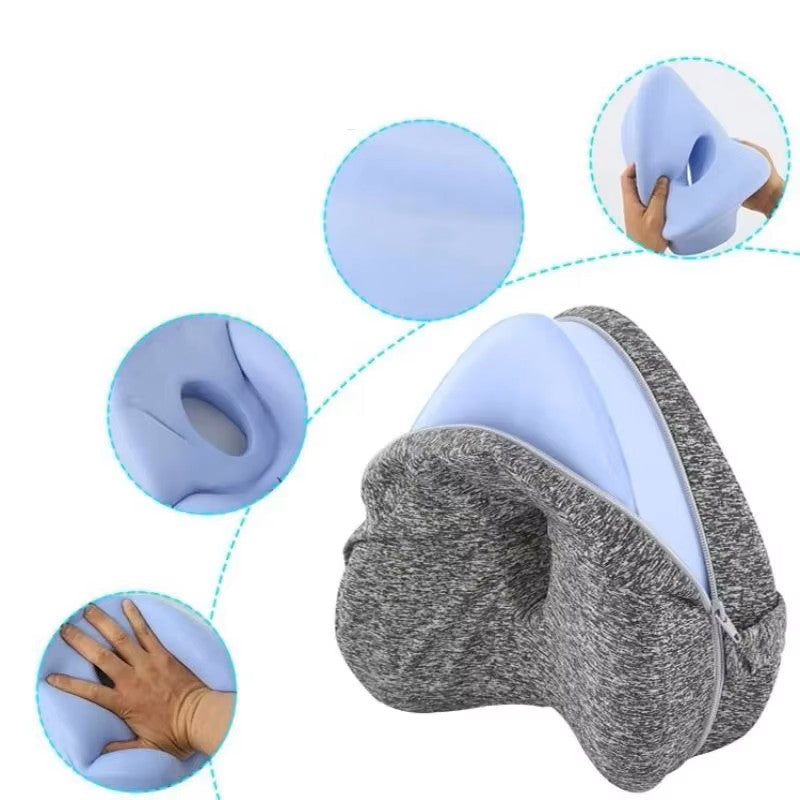 Memory Foam Knee Pillow with Elastic Strap and Hollow Center Design