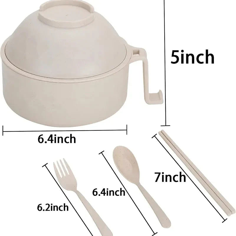 Microwave Noodle Bowl Set with Locking Lid and Cool-Touch Handle, 6-Piece