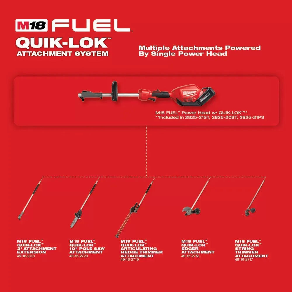 Milwaukee 2825-21HT M18 FUEL Cordless String Trimmer / Hedge Trimmer Attachment