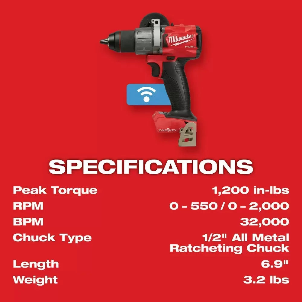 Milwaukee Pre-Sale 2806-80 M18 FUEL 18V 1/2 Cordless Hammer Drill - Bare Tool - Recon