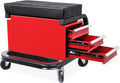 Toolly Mechanic Stool with Wheels, Padded Creeper Seat with 3 Drawers and Cupholder, Rolling Shop Stool Tool Box Chair for Garage and Workshop, 300 Lbs Capacity