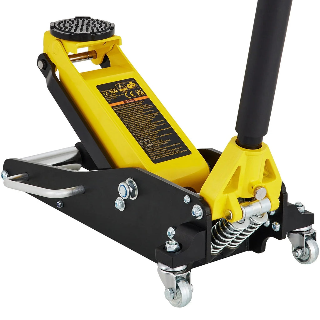 BENTISM Low Profile Floor Jack 1.5 Ton (3300 lbs), Aluminum and Steel Hydraulic Racing Floor Jack, Dual Piston Quick Lift Pump, 3-3/20 - 14-10/27 Height Lifting Range, Yellow+Black