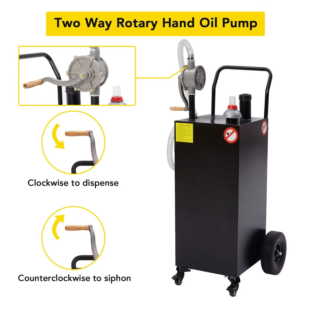 HA-EMORE 30 Gallon Portable Gas Caddy Fuel Storage Tank Gasoline Derv Fuel with 2 Wheels for Car,Boat, Motorcycle, Lawnmower, ATV