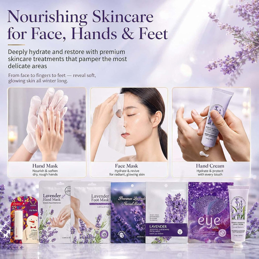 Lavender Spa Advent Calendar with 24 Daily Gifts and Skincare Items