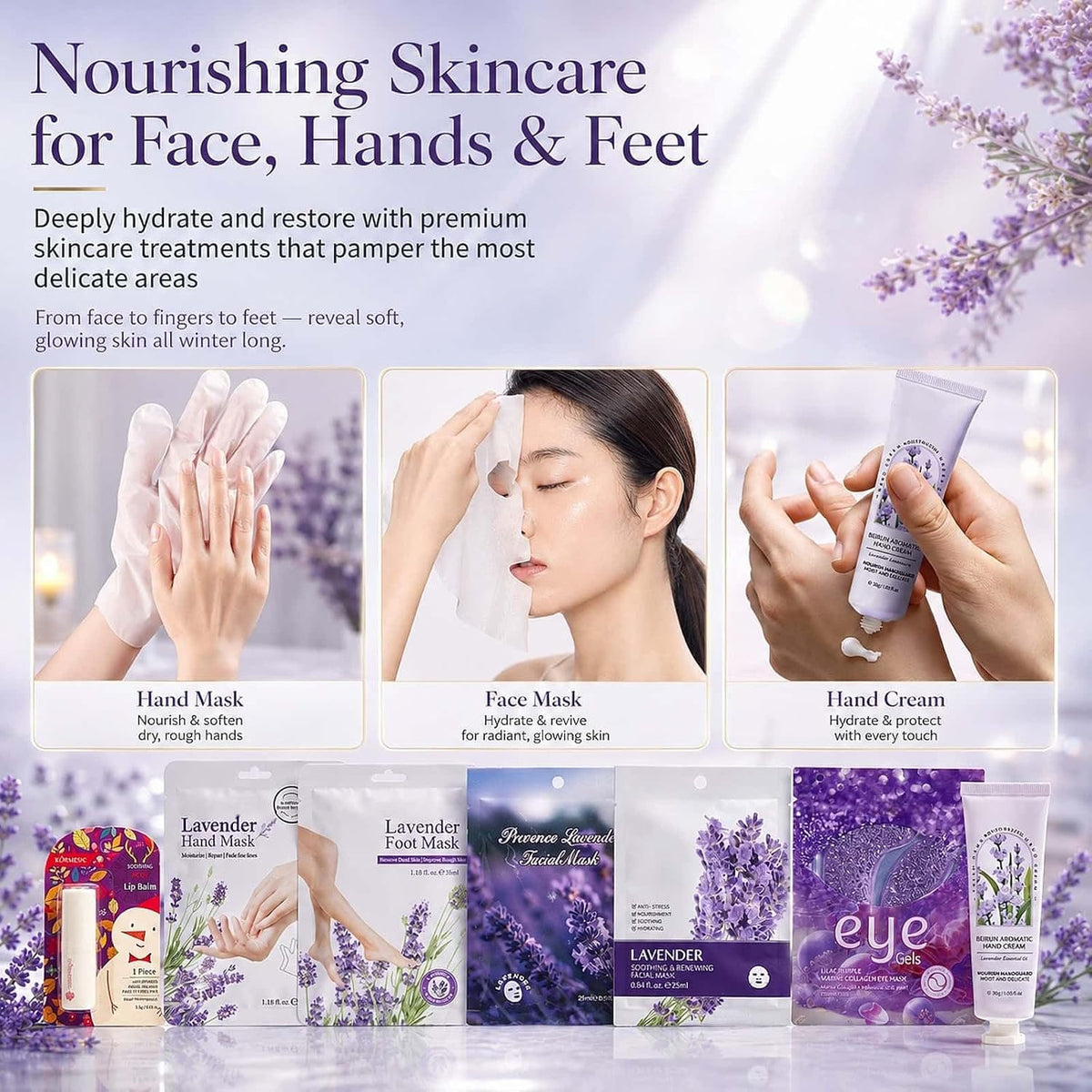 Lavender Spa Advent Calendar with 24 Daily Gifts and Skincare Items