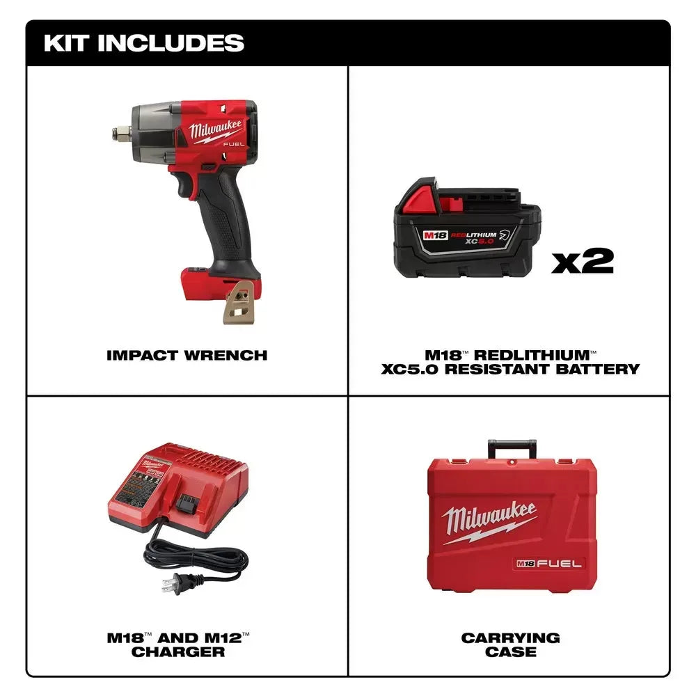 Milwaukee Pre-Sale 2962-22R M18 FUEL 18V 1/2 Mid-Torque Impact Wrench w/ Ring Kit