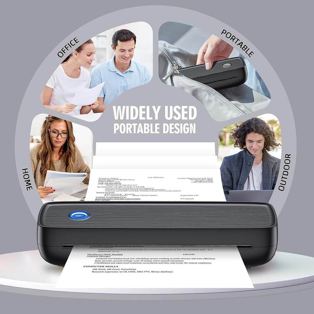 Portable Thermal Printer with Wireless Connectivity and 600-Sheet Battery