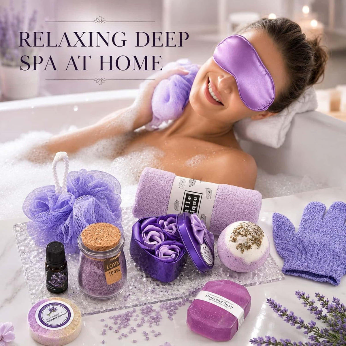 Lavender Spa Advent Calendar with 24 Daily Gifts and Skincare Items