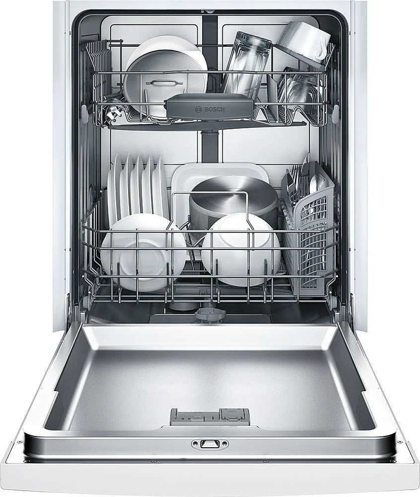 Bosch - 100 Series 24 Front Control Tall Tub Built-In Dishwasher with Hybrid Stainless-Steel Tub - White