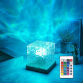 Ocean Wave Projector Lamp with 16 Color Modes and Remote Control, Wooden Base USB Powered